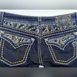 Miss Me Jeans 31 Skinny Dark Wash Sequin Crystal Bling Pockets Y2K Western Glam